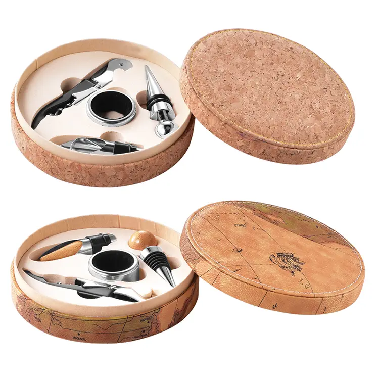 Cork बक्स pu दाखमद्य सेट